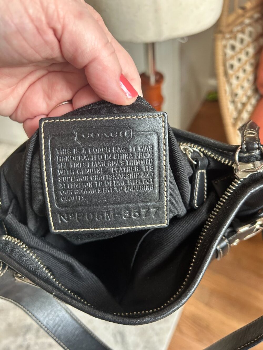 Coach Signature Shoulder Bag | Black Monogram Canvas Leather Buckle Accent - Picture 13 of 13